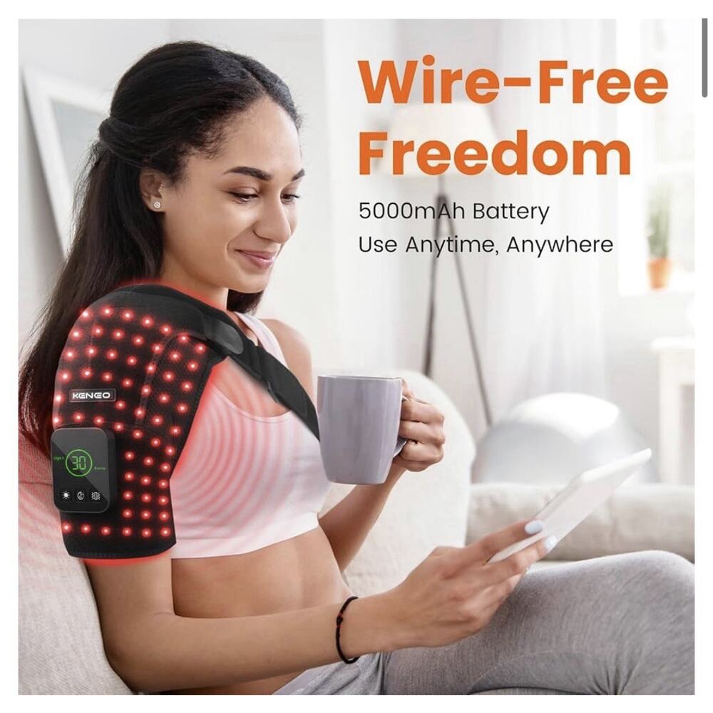 KENEO Infrared Light Therapy Shoulder Wrap, Cordless Rechargeable, Timer, Black - Picture 2 of 9